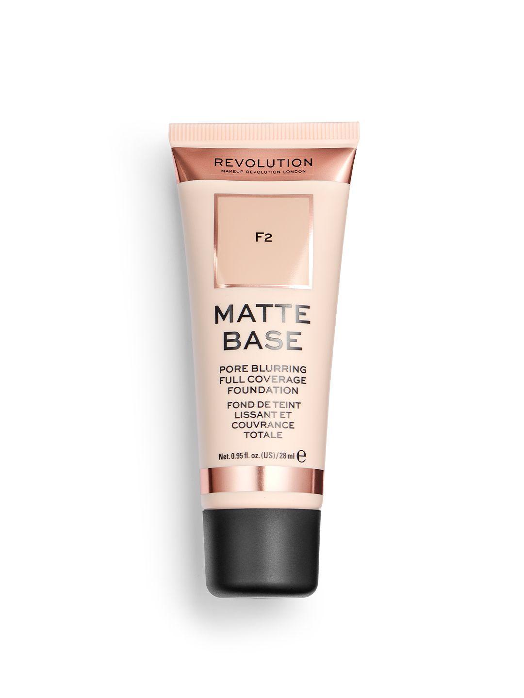 makeup revolution london matte base pore blurring full coverage foundation 28ml - shade f2