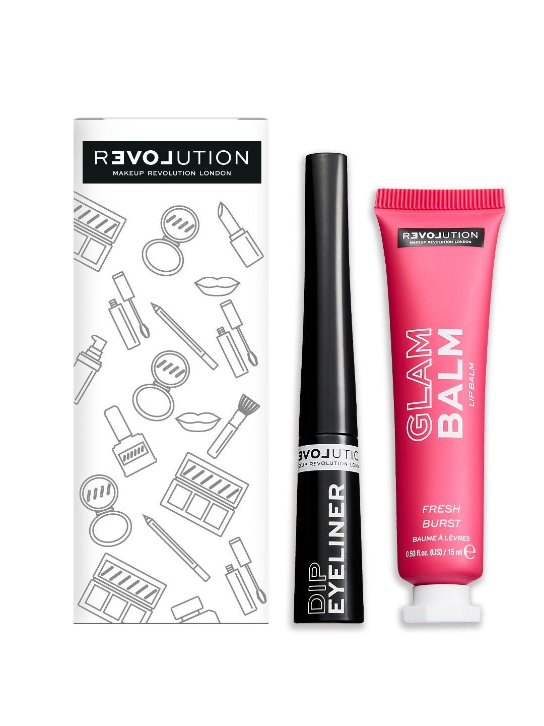 makeup revolution london set of dip eyeliner & glam fresh burst lip balm