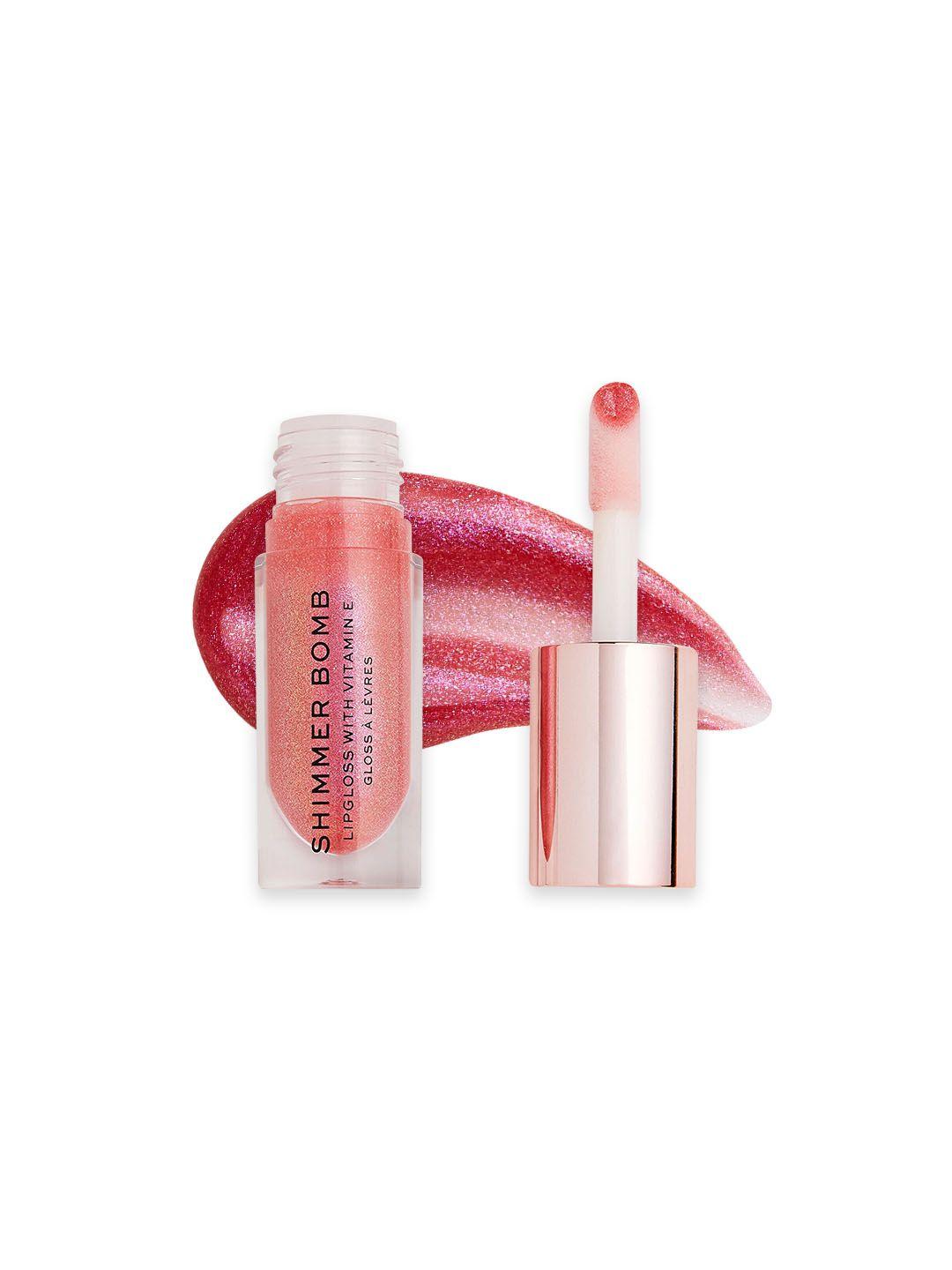 makeup revolution london shimmer bomb lip gloss with vitamin e 4.5ml - daydream pink