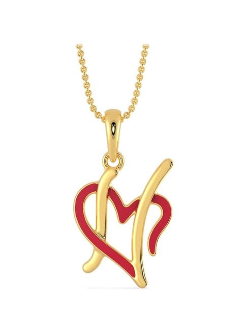 malabar gold and diamonds 18k gold alphabet-heart pendant without chain for women