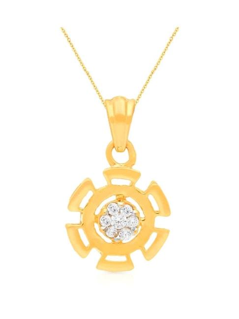 malabar gold and diamonds 22k gold floral pendant for women