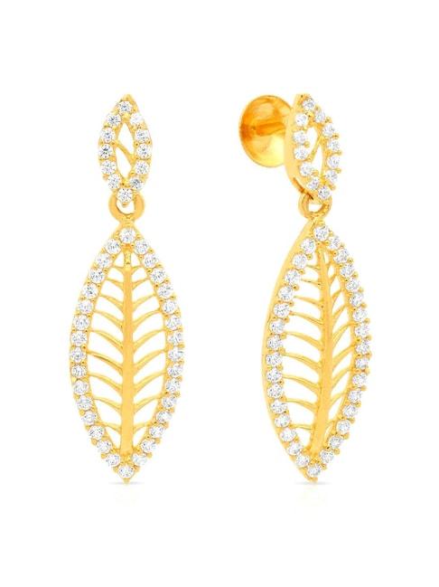 malabar gold and diamonds 22k gold leaf earrings for women