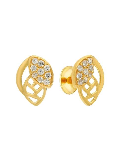 malabar gold and diamonds leaf 22k gold earrings for women
