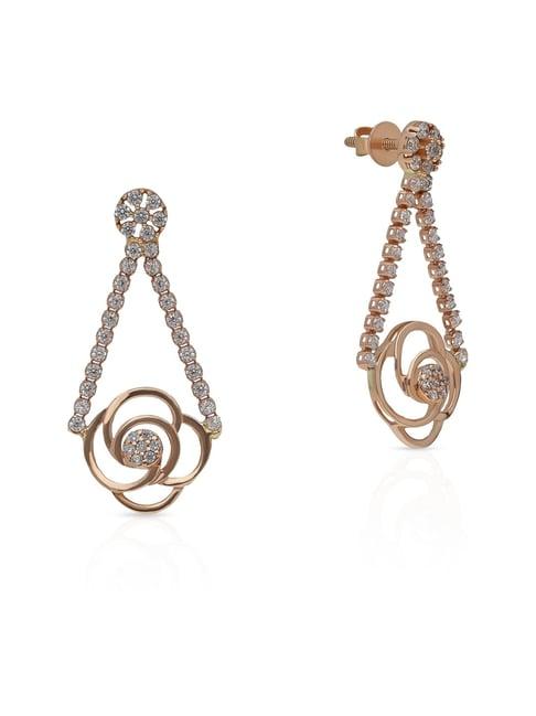 malabar gold & diamonds 18k rose gold drop earrings for women