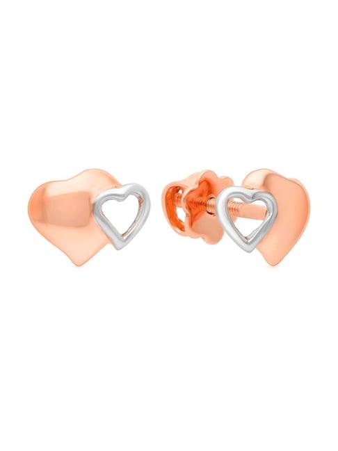 malabar gold and diamonds 18k gold heart earrings for women