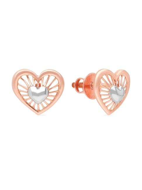 malabar gold and diamonds 18k gold heart earrings for women