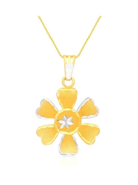 malabar gold and diamonds 22k gold floral pendant without chain for women