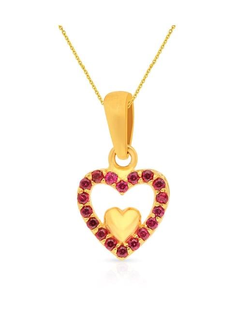 malabar gold and diamonds 22k gold heart pendant for women