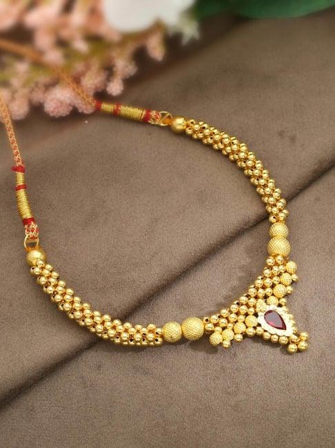 malabar gold and diamonds 22k gold semi-long tushi matinee necklace for women