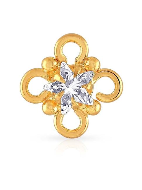 malabar gold and diamonds floral 22 kt gold nosepin