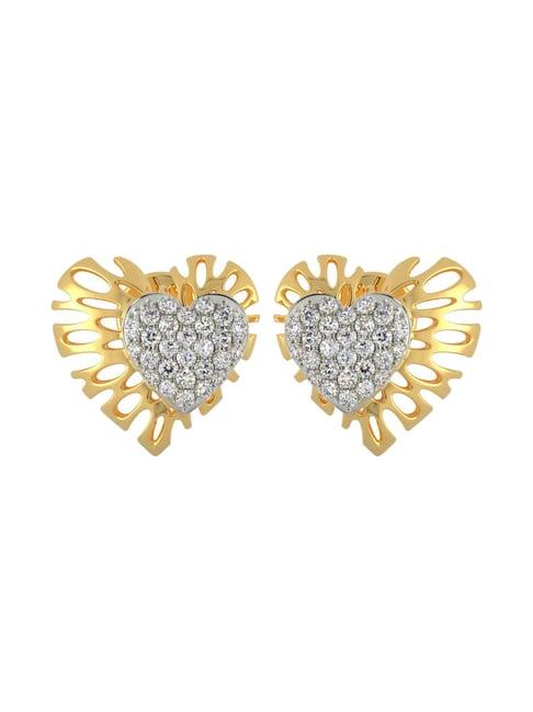 malabar gold and diamonds heart 18 kt gold & diamond earrings