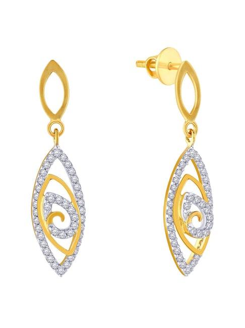 malabar gold and diamonds leaf 22 kt gold & diamond earrings