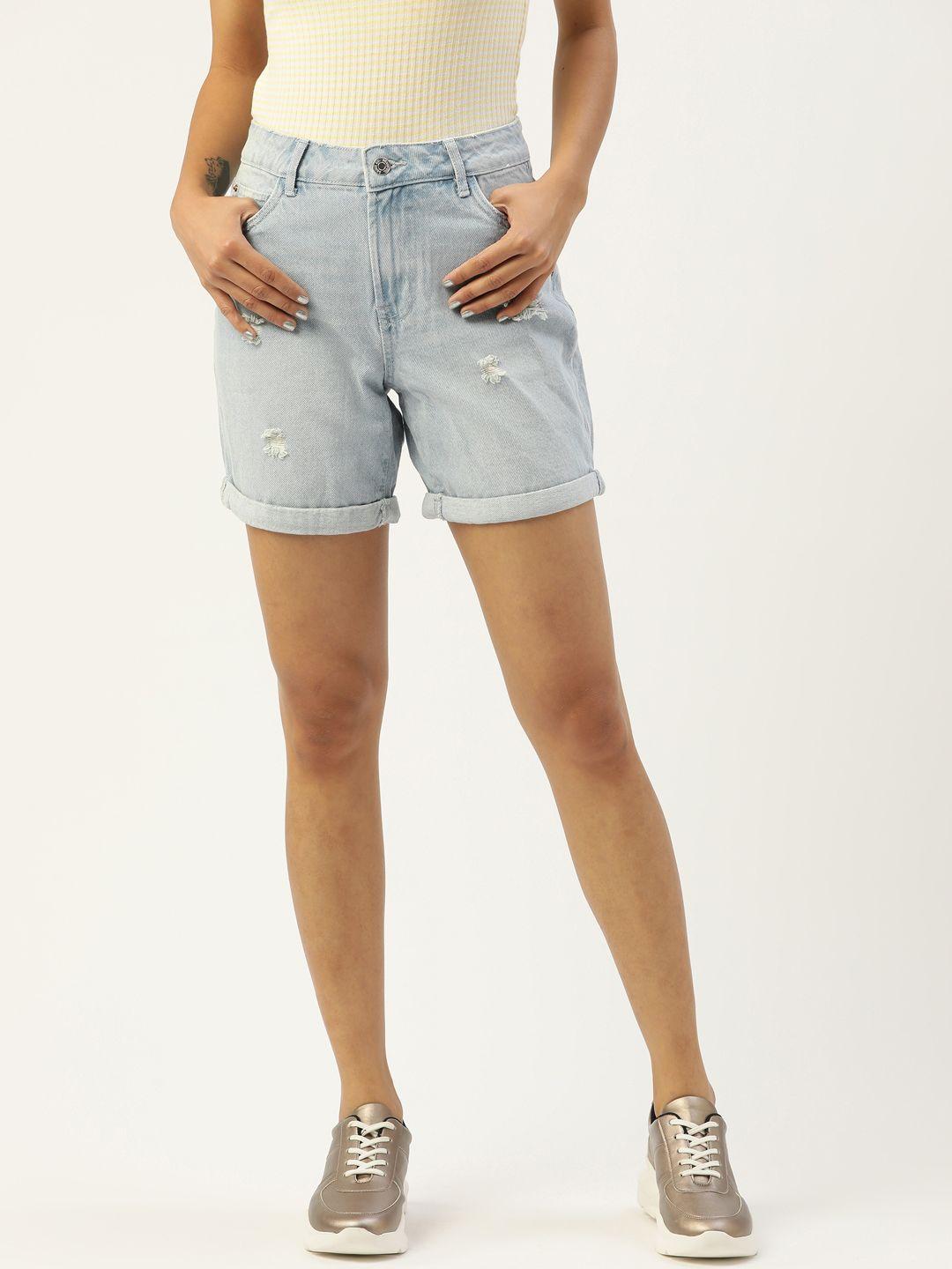 malachi women blue washed denim shorts