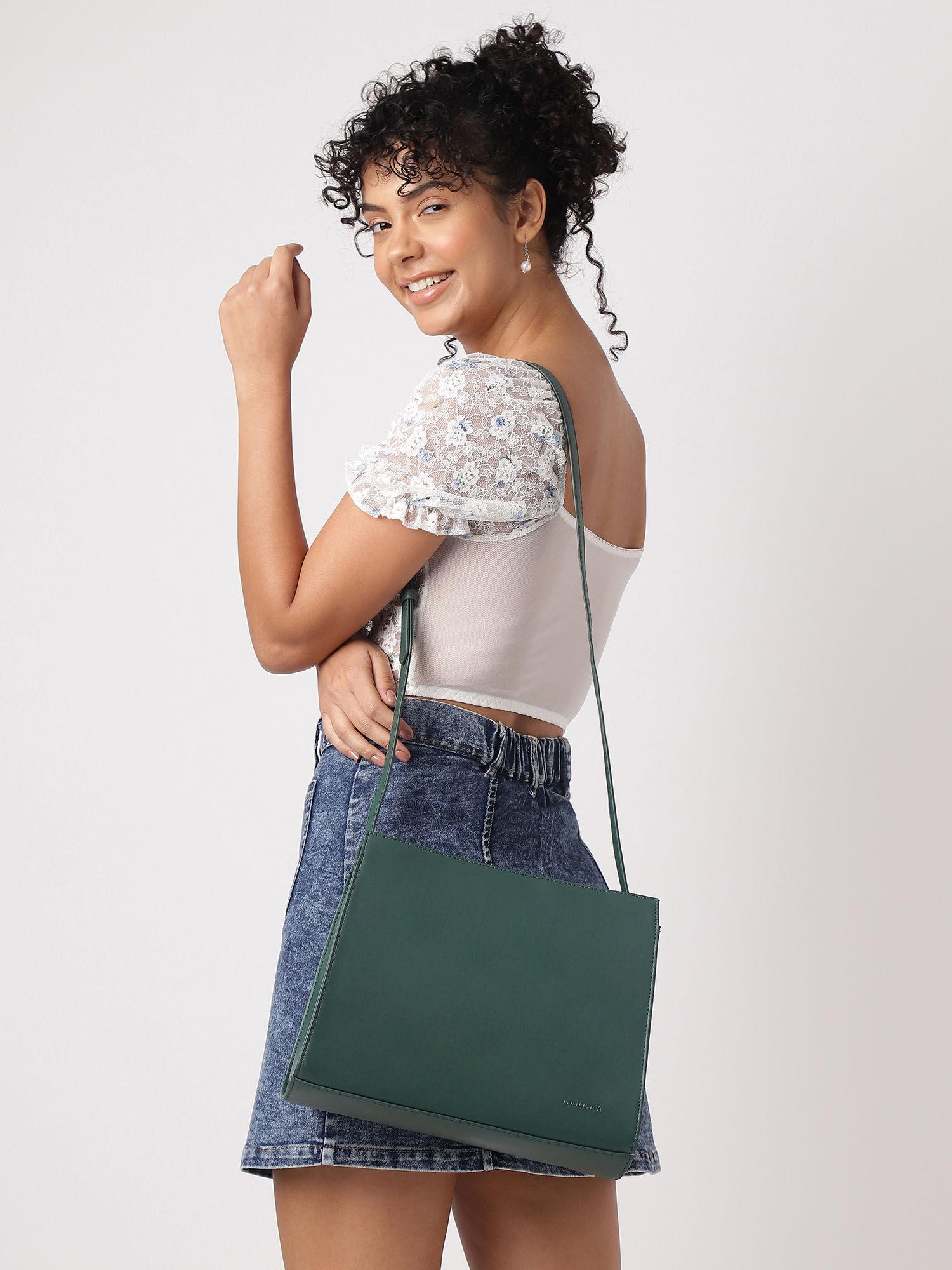 malachite green large college shoulder bag for women