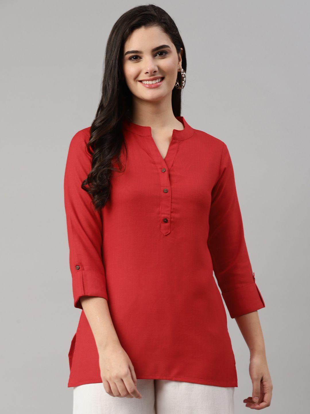 malhaar red solid pure cotton kurti