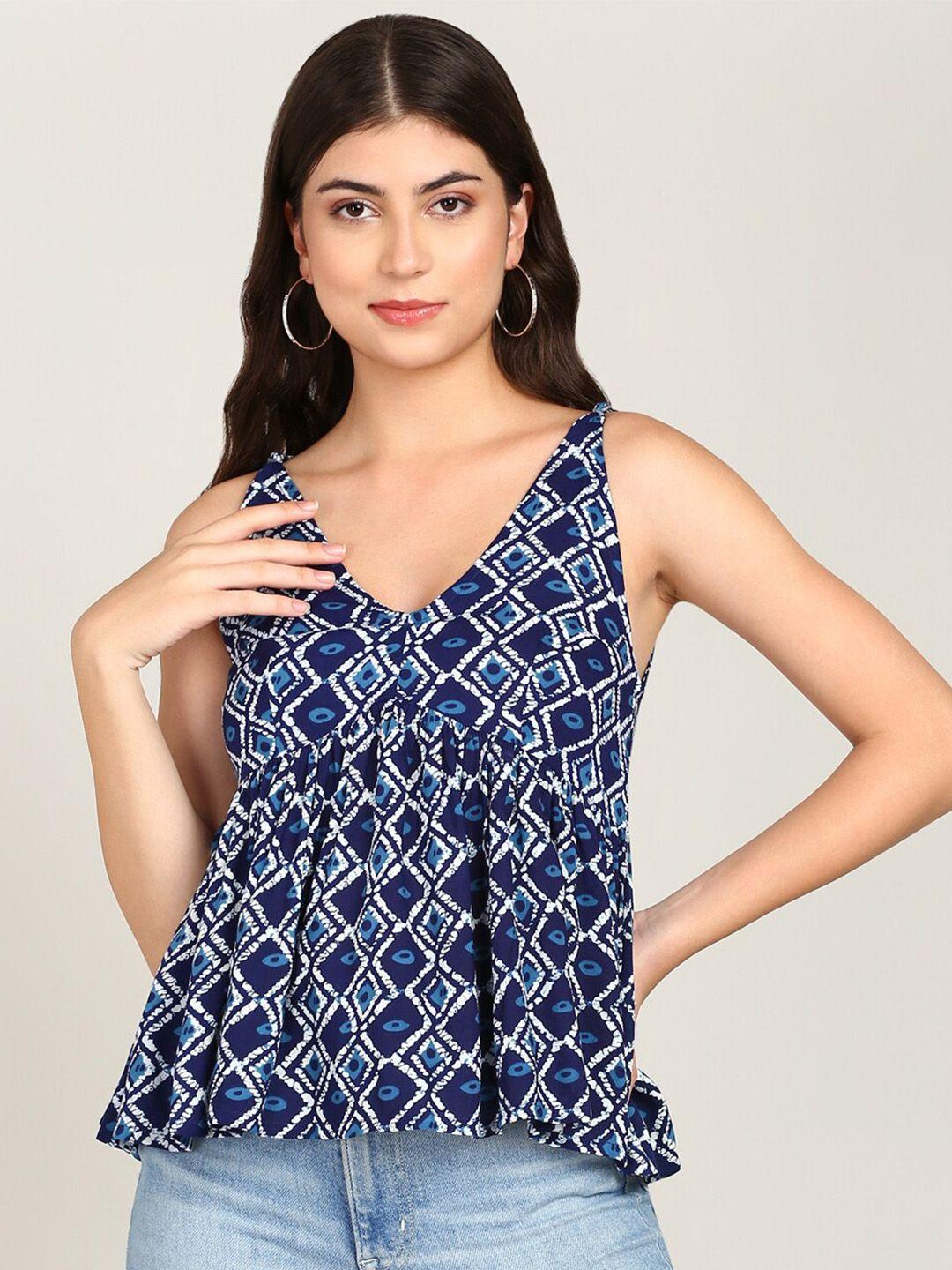 malhaar ethnic motif printed seeveless gathered empire top