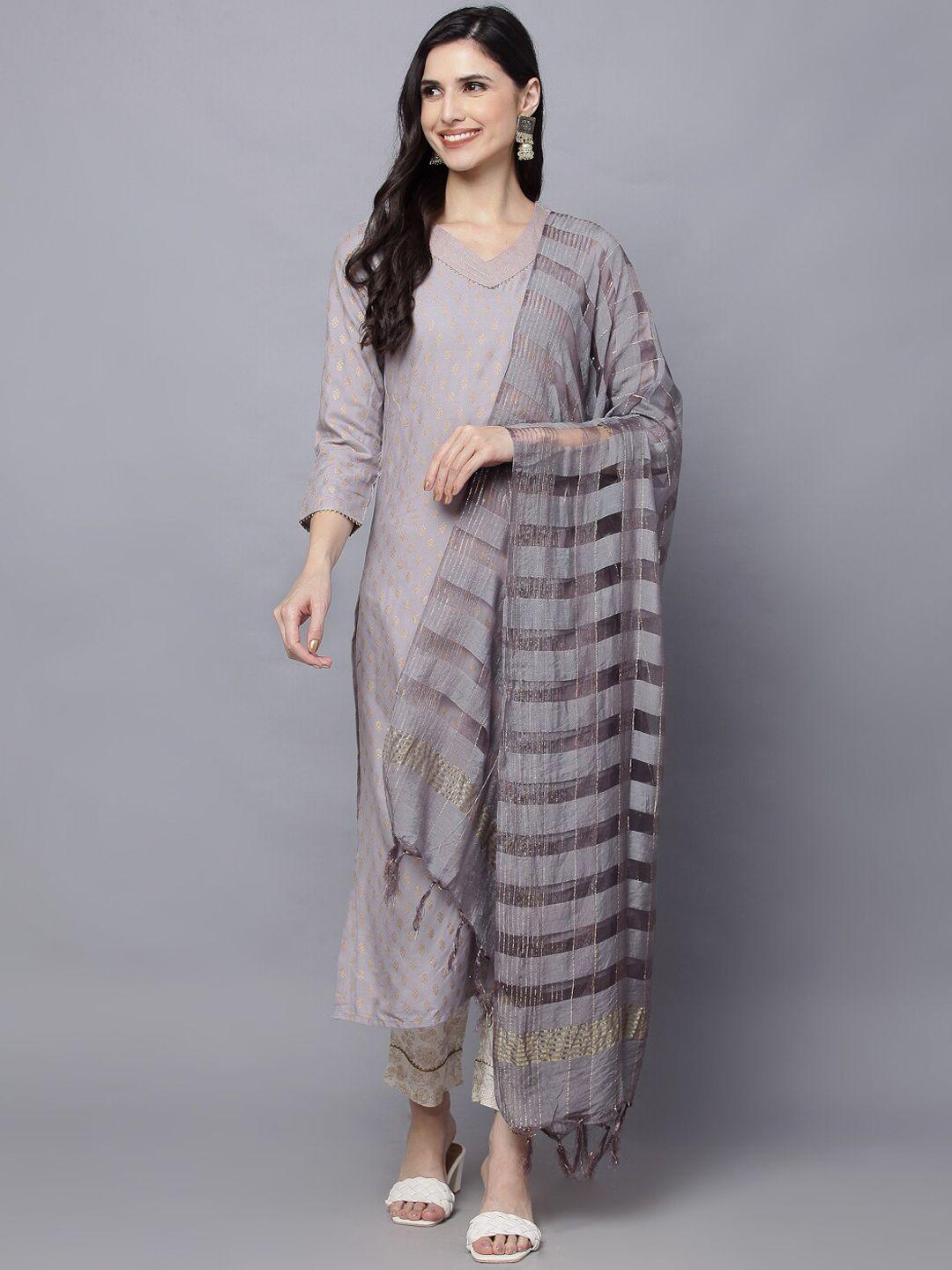 malhaar ethnic motifs printed gotta patti kurta with trousers & with dupatta