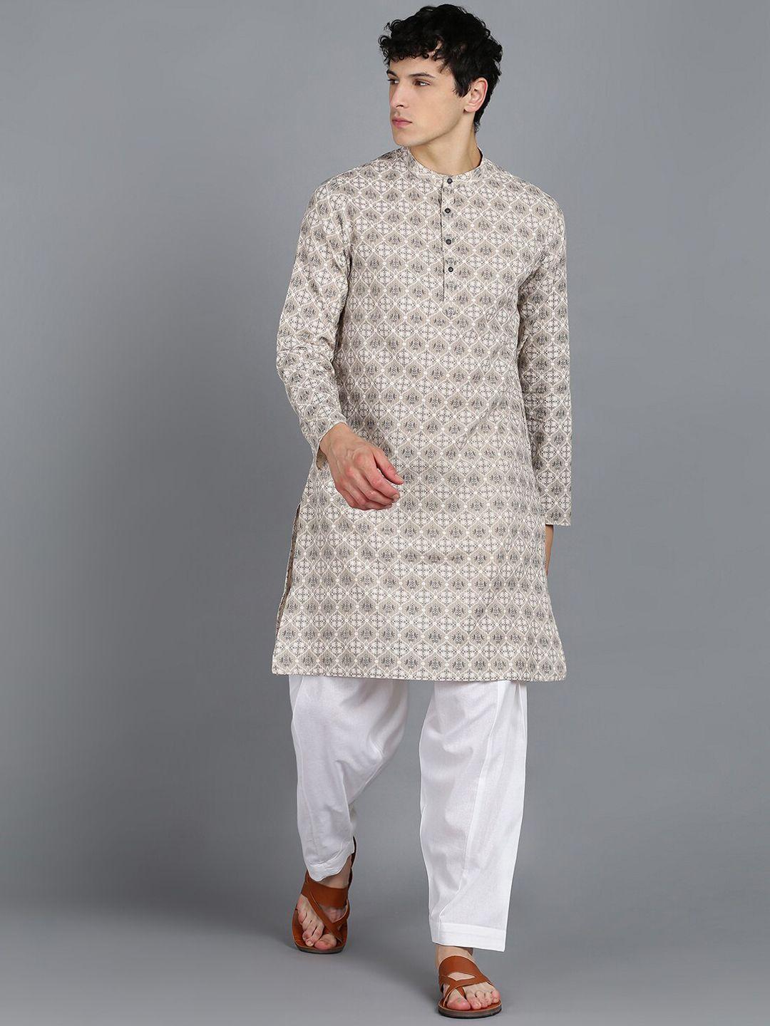 malhaar ethnic motifs printed pure cotton kurta with pyjamas