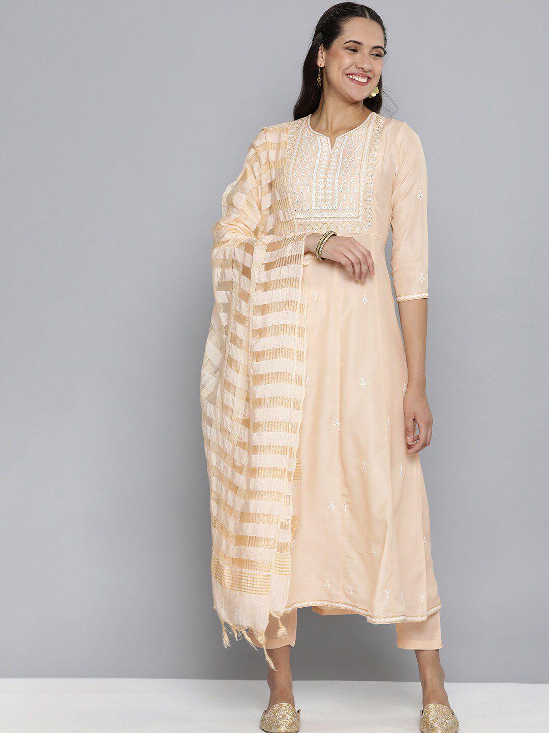 malhaar floral embroidered regular kurta with trousers & with dupatta