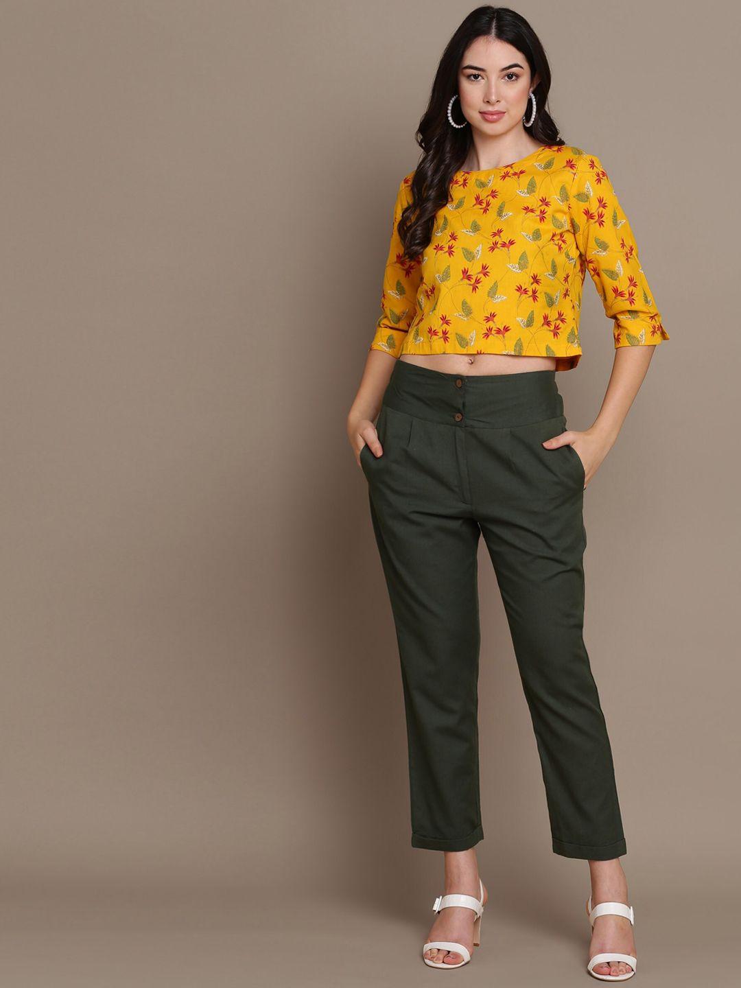 malhaar floral printed crop top & trouser