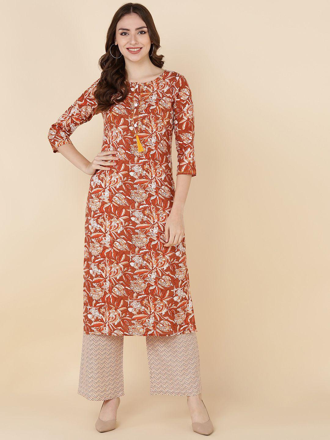 malhaar floral printed regular kurta with trousers