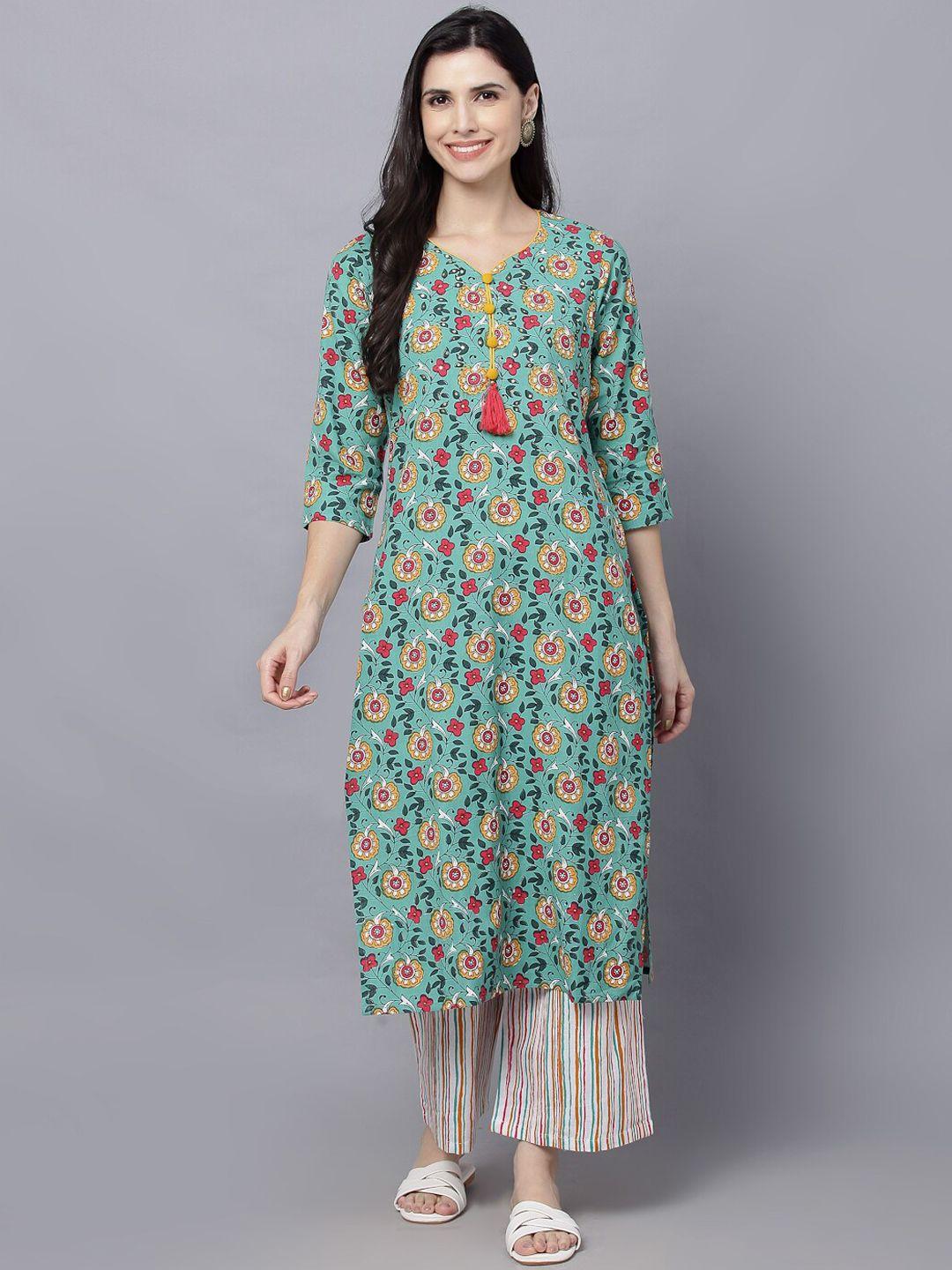 malhaar floral printed sequinned kurta with trousers