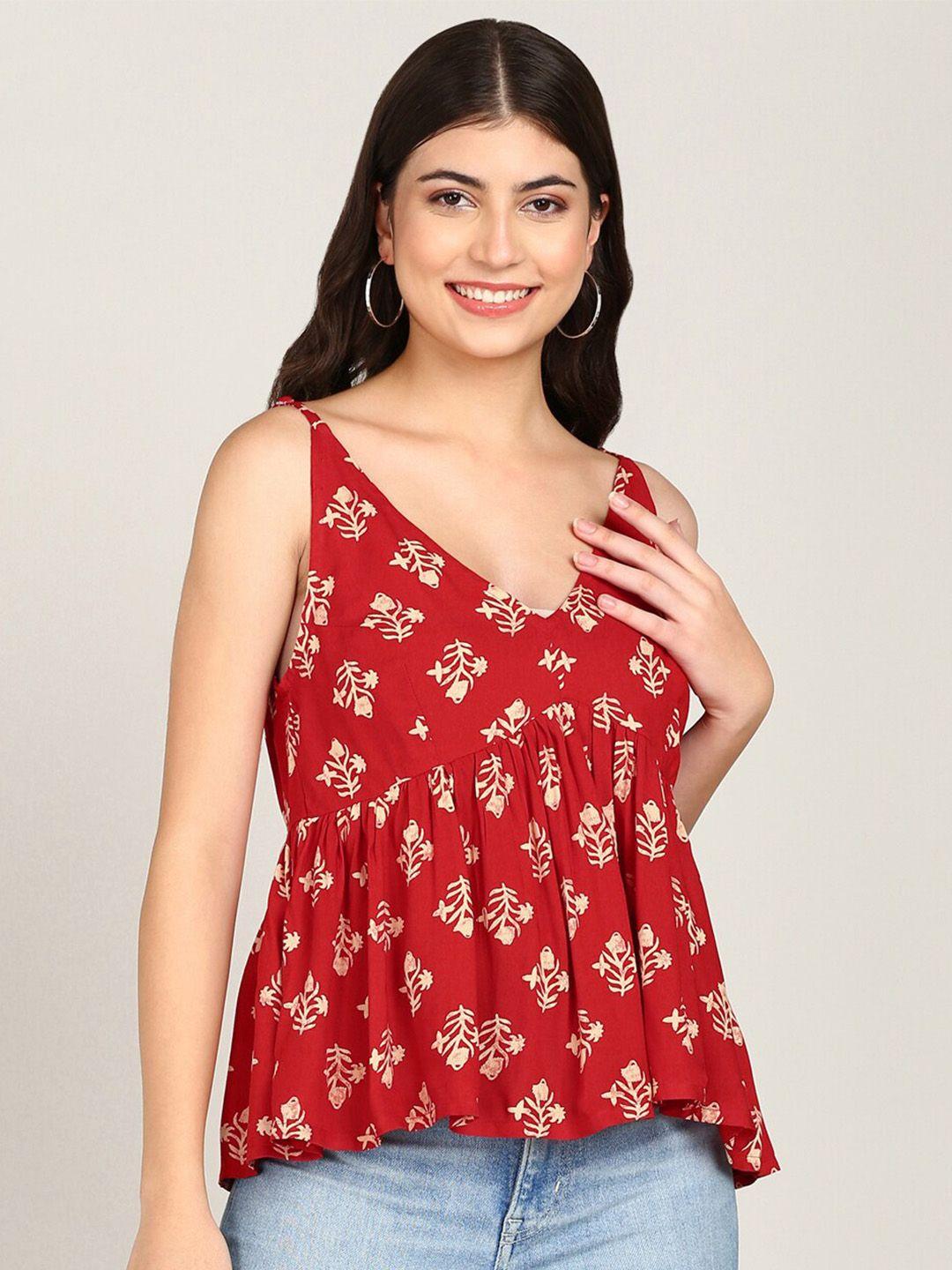 malhaar floral printed v-neck empire top