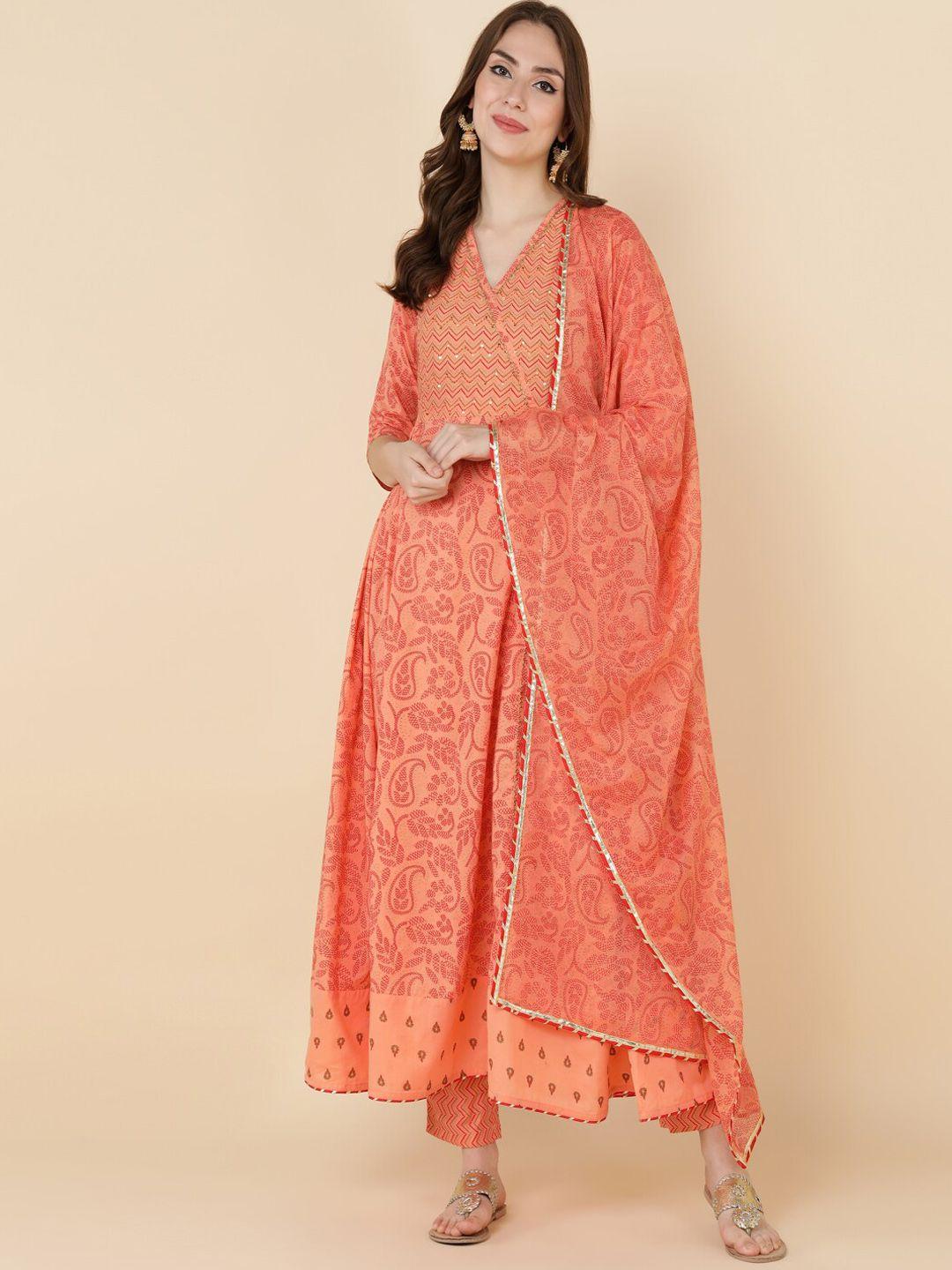 malhaar geometric printed regular pure cotton kurta with trousers & with dupatta