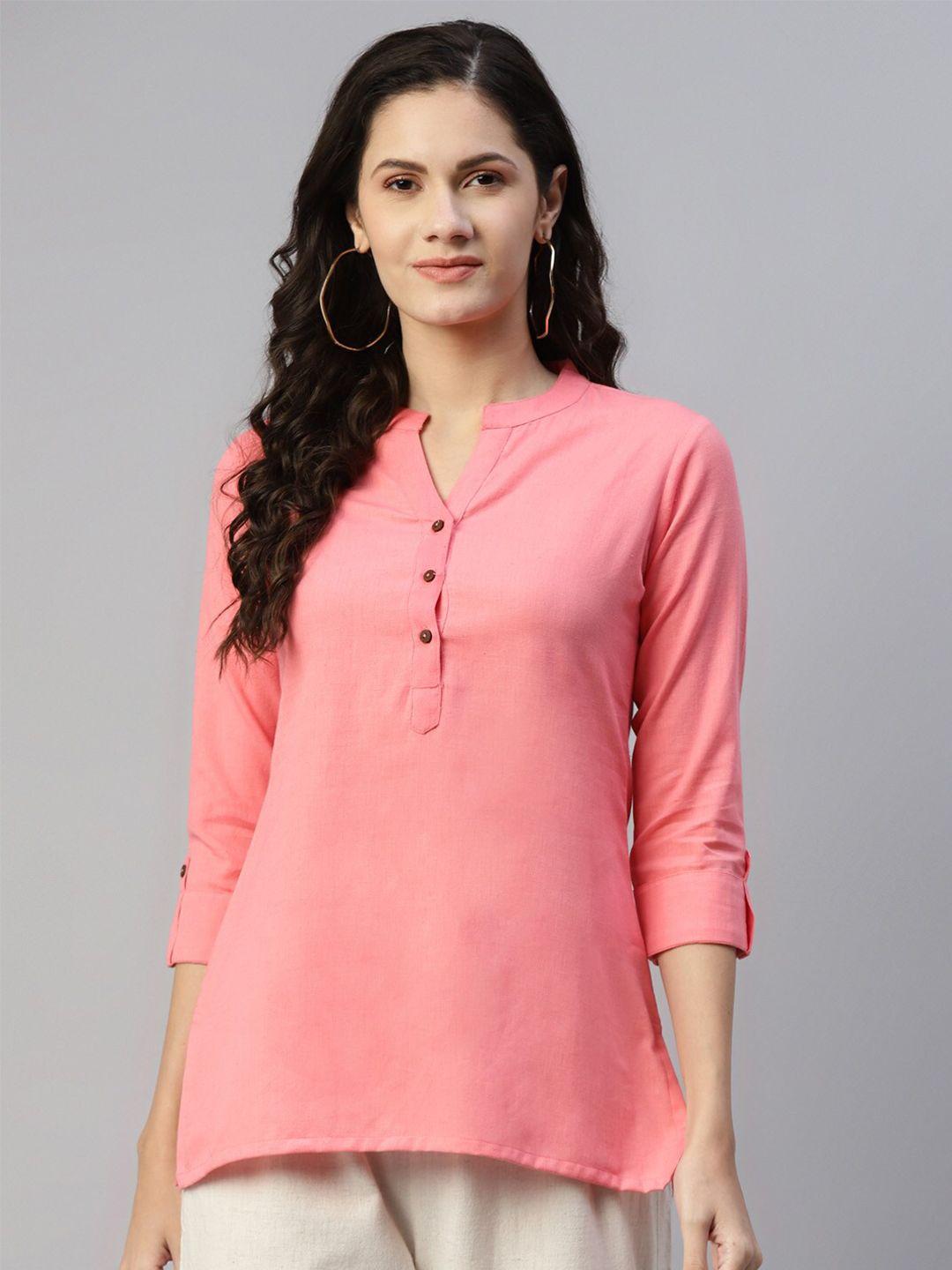 malhaar mandarin collar pure cotton top