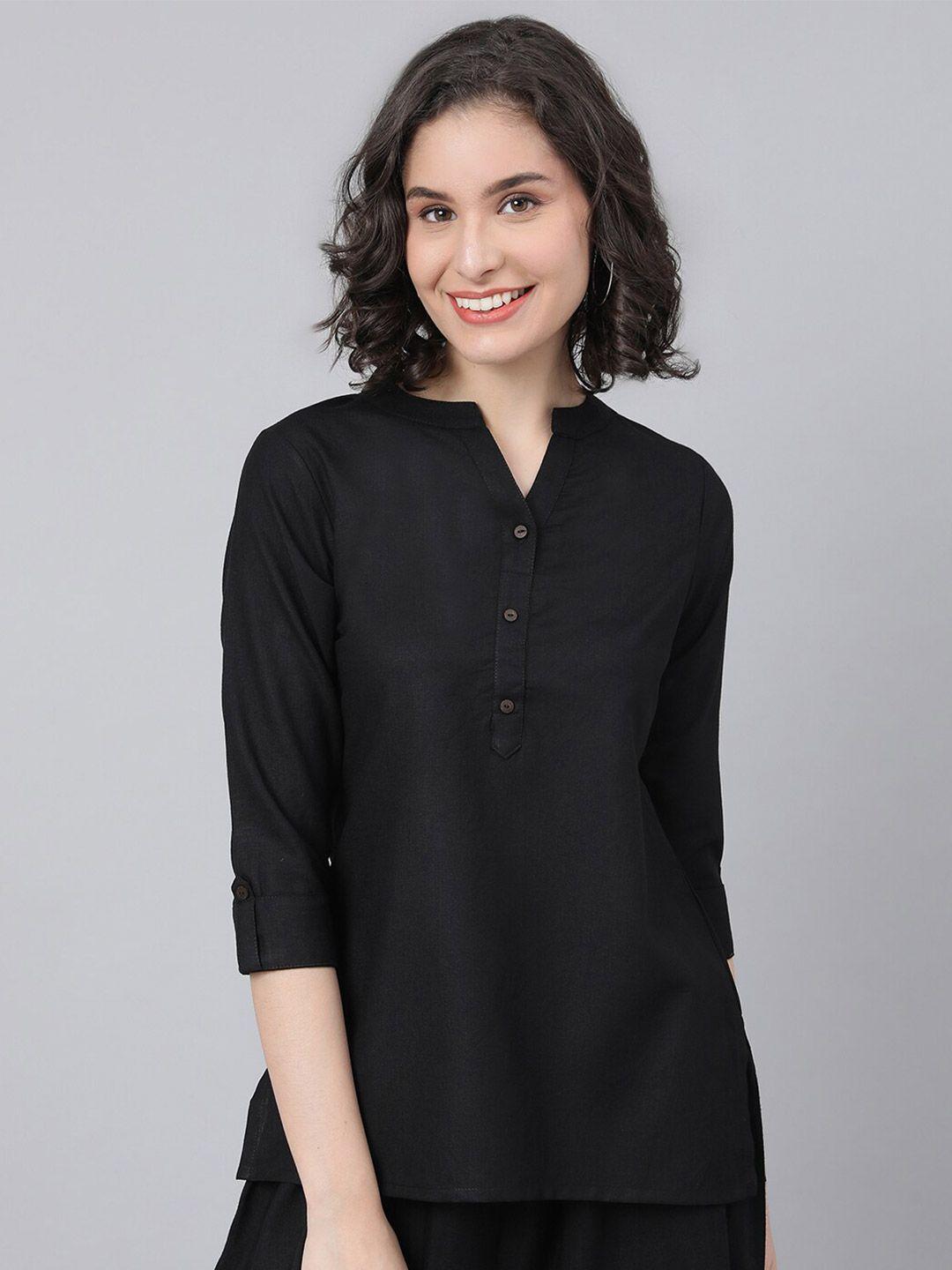 malhaar mandarin collar pure cotton top