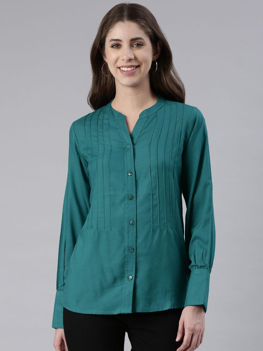 malhaar mandarin collar shirt style top