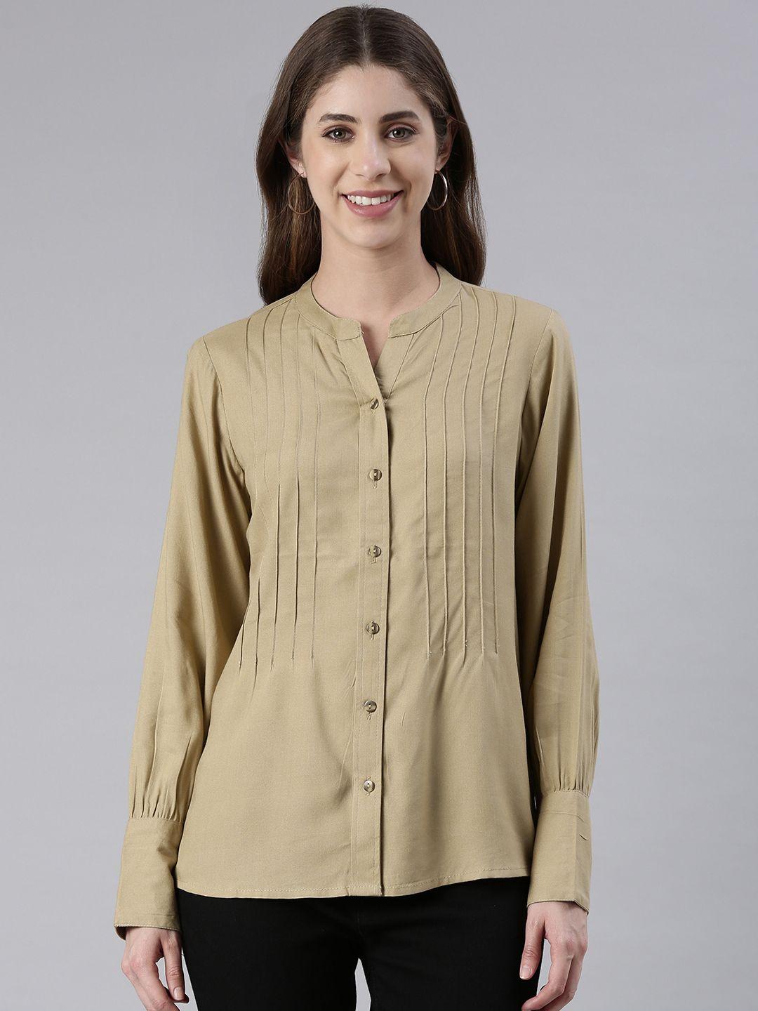 malhaar mandarin collar shirt style top