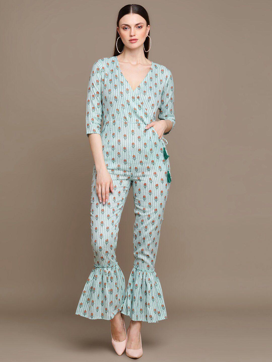 malhaar printed v-neck cotton basic jumpsuit