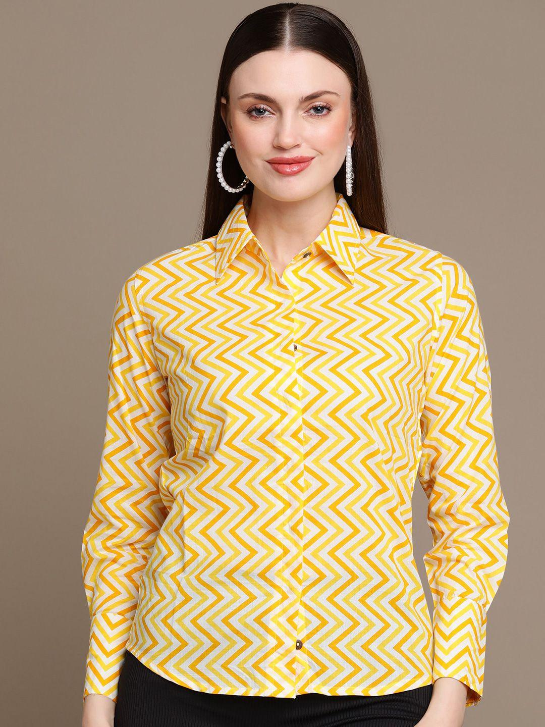 malhaar relaxed slim fit chevron printed opaque party shirt