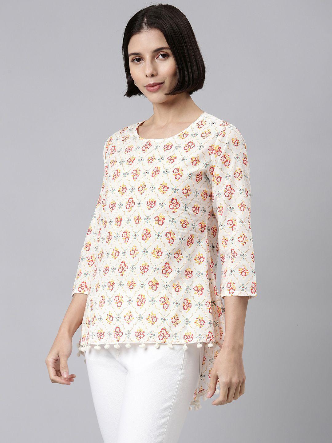 malhaar white & yellow print cotton top