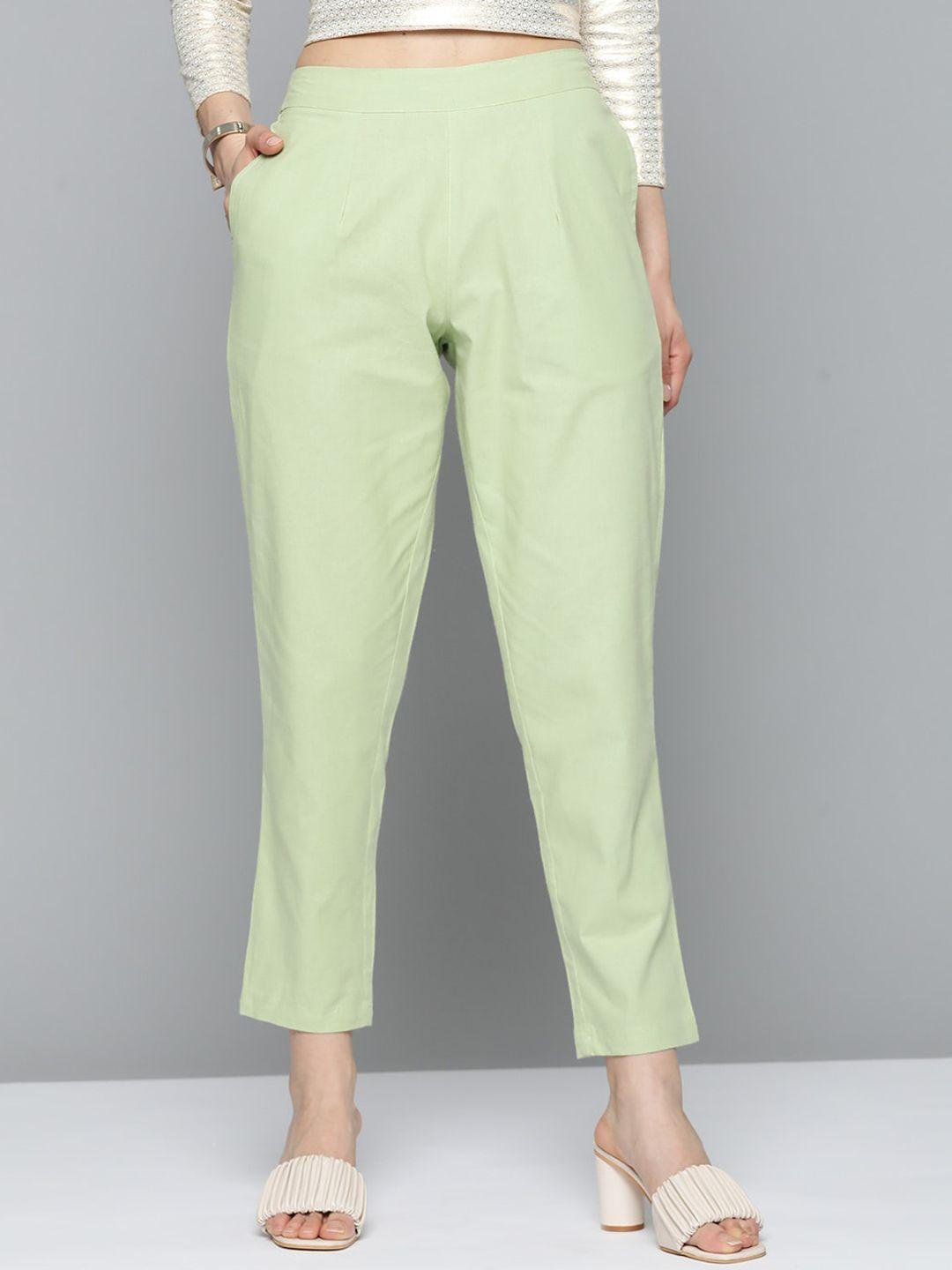 malhaar women mid-rise cotton trousers