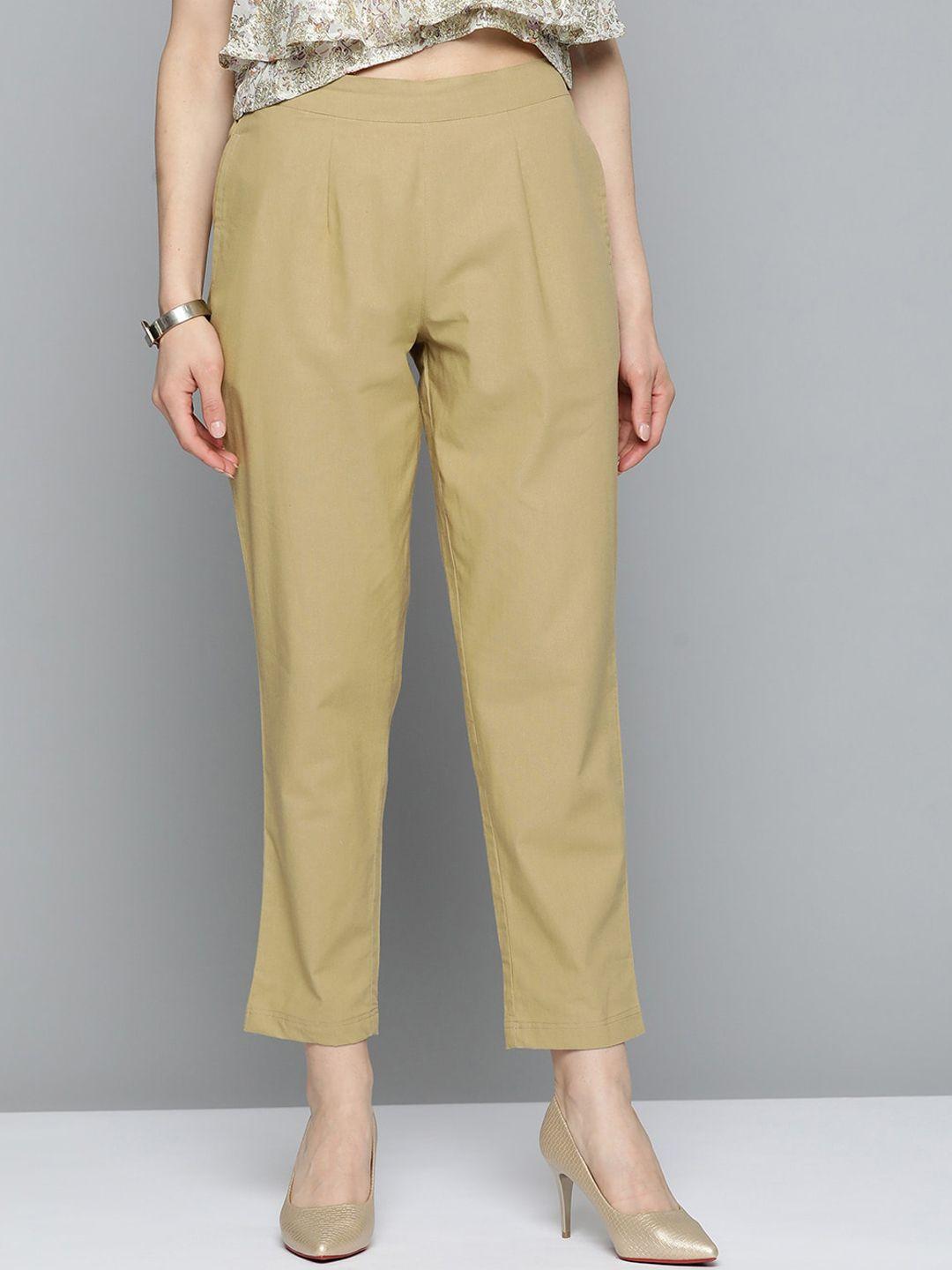 malhaar women straight fit cotton trousers