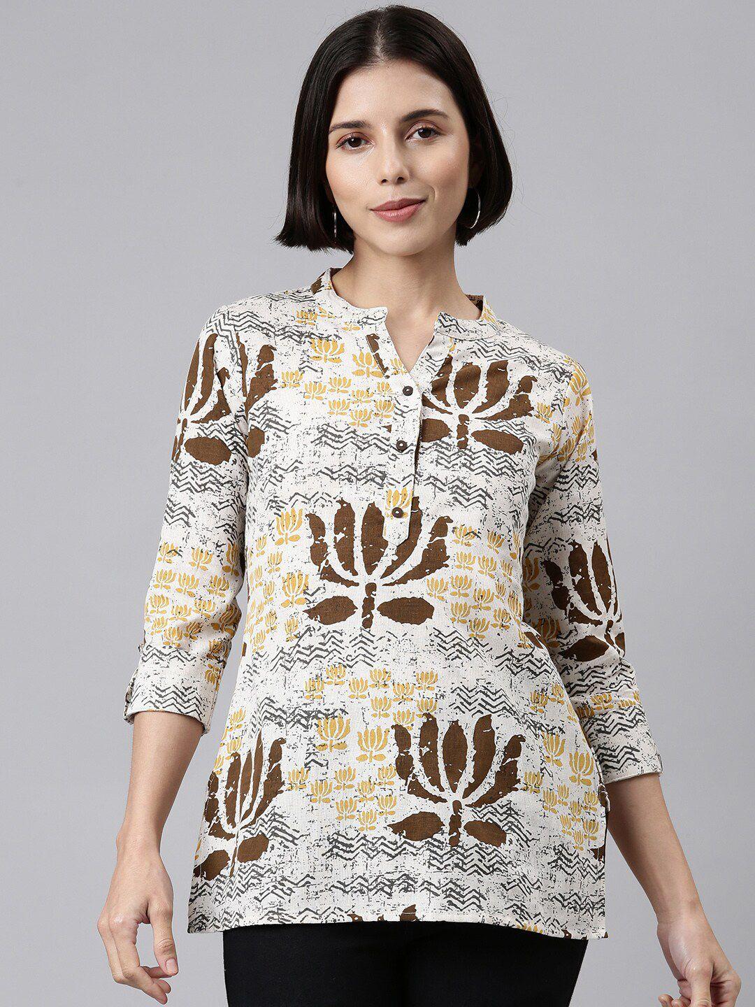 malhaar women yellow floral print top