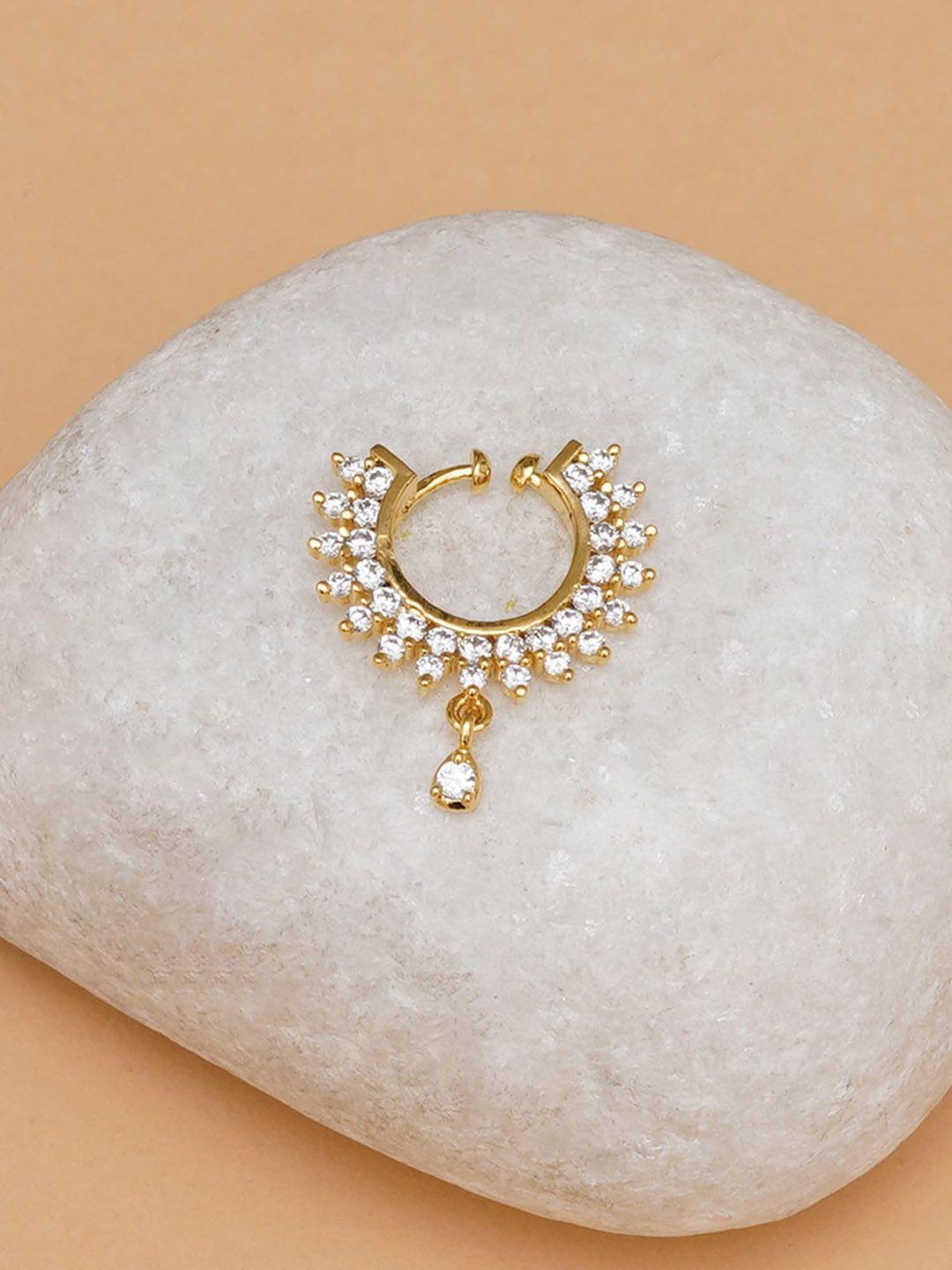 mali fionna gold-plated stone-studded septum nosepin