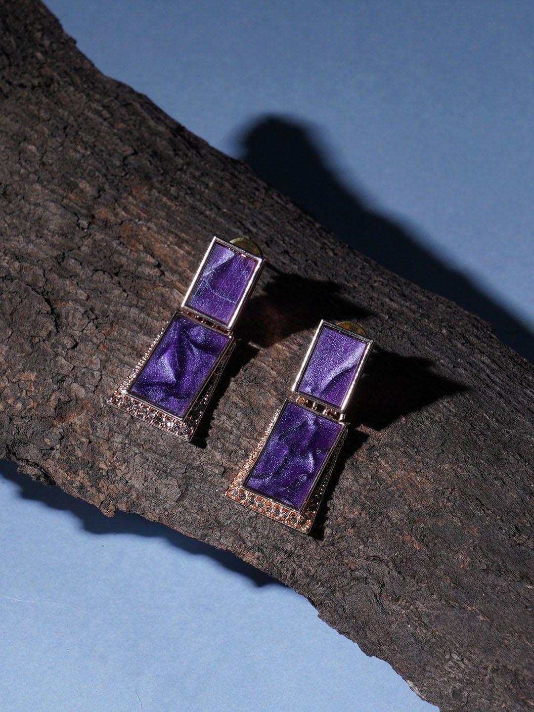 mali fionna purple contemporary drop earrings