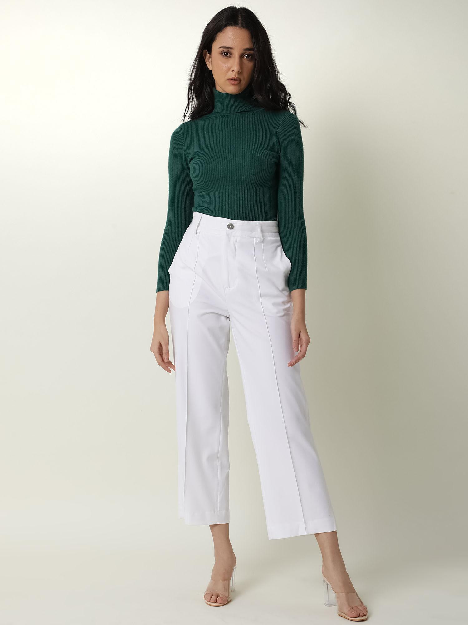 mallinda white solid trouser