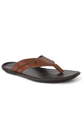 malta leather slipon mens flip flops - tan