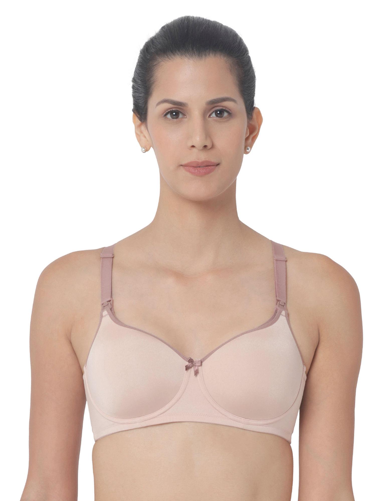 mamabel 139 wireless padded full coverage comfortable maternity bra - nude