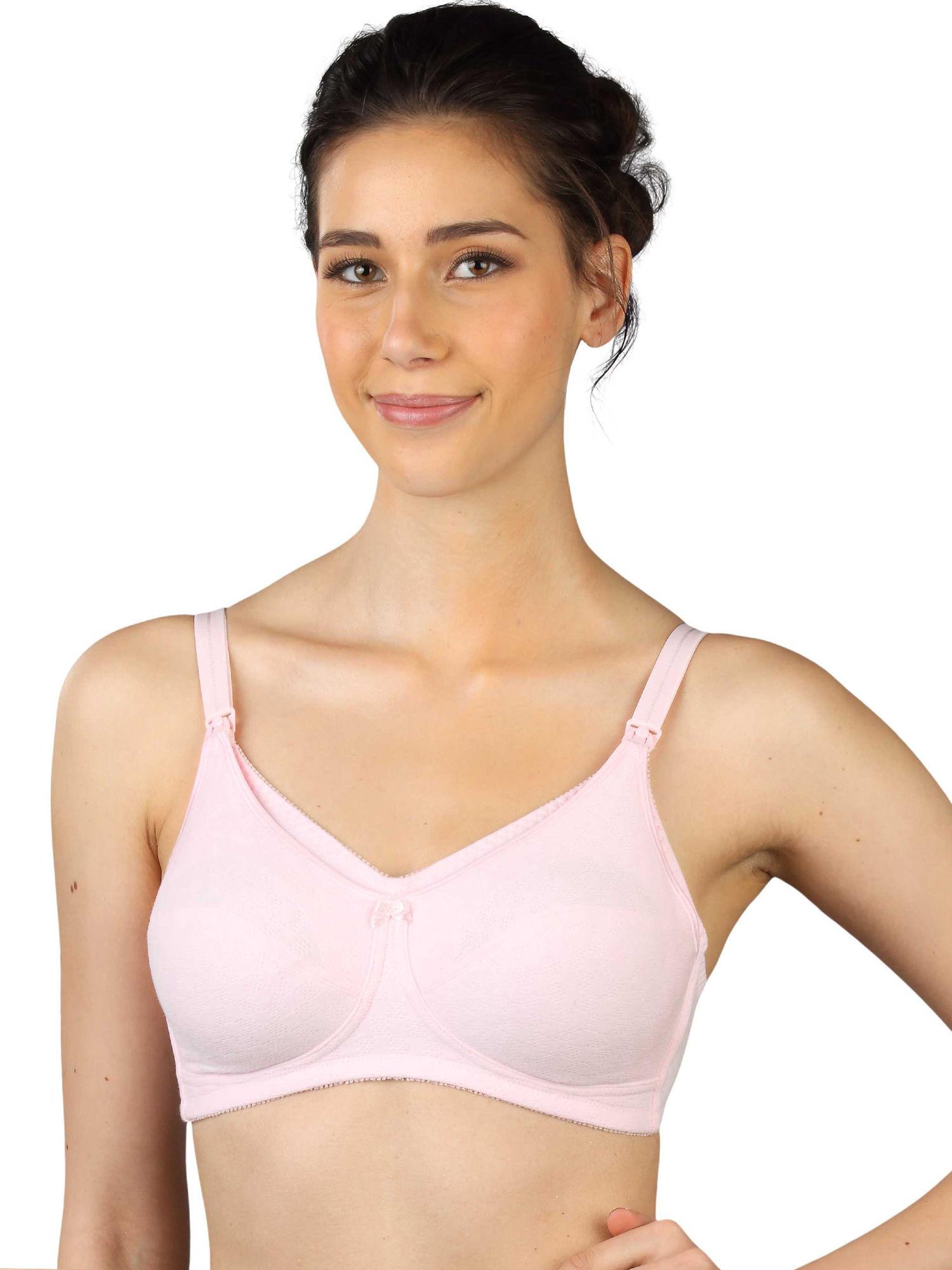 mamabel wireless non padded comfortable support cotton maternity bra - pink