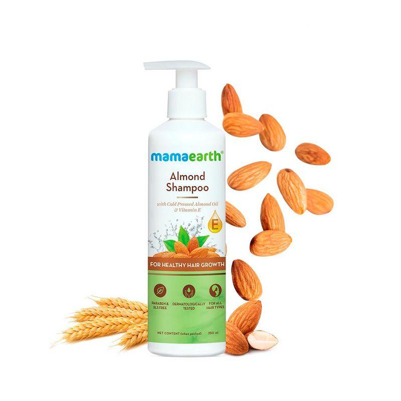 mamaearth almond shampoo with cold pressed almond oil and vitamin e