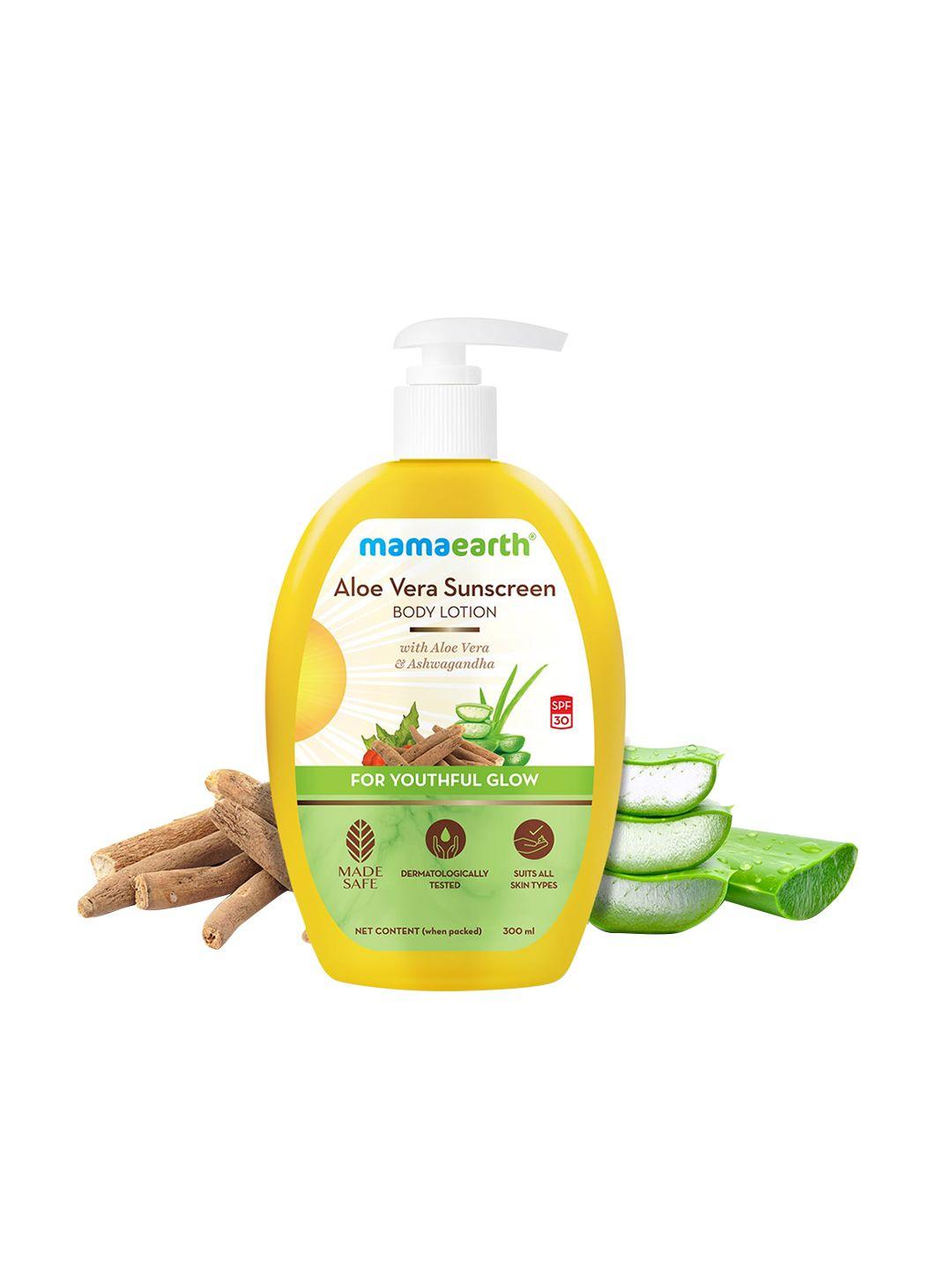 mamaearth aloe vera spf 30 sunscreen body lotion with ashwagandha - 300 ml