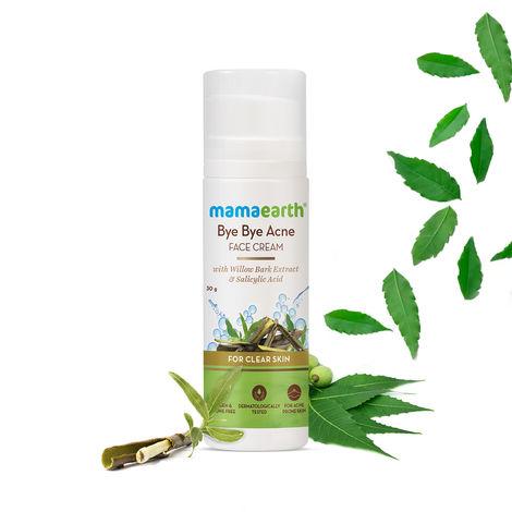 mamaearth bye bye face cream for acne prone skin, with willow bark extract & salicylic acid for clear skin - 30 g