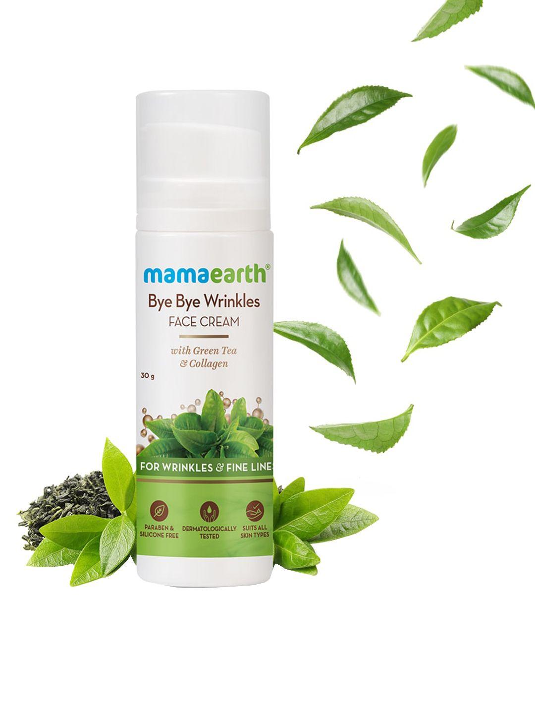 mamaearth bye bye wrinkles face cream with green tea & collagen - 30 g