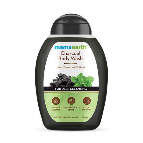 mamaearth charcoal body wash with charcoal & mint for deep cleansing (300 ml)