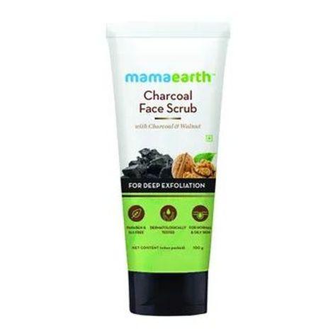 mamaearth charcoal face scrub for oily skin & normal skin, with charcoal & walnut for deep exfoliation (100 g)